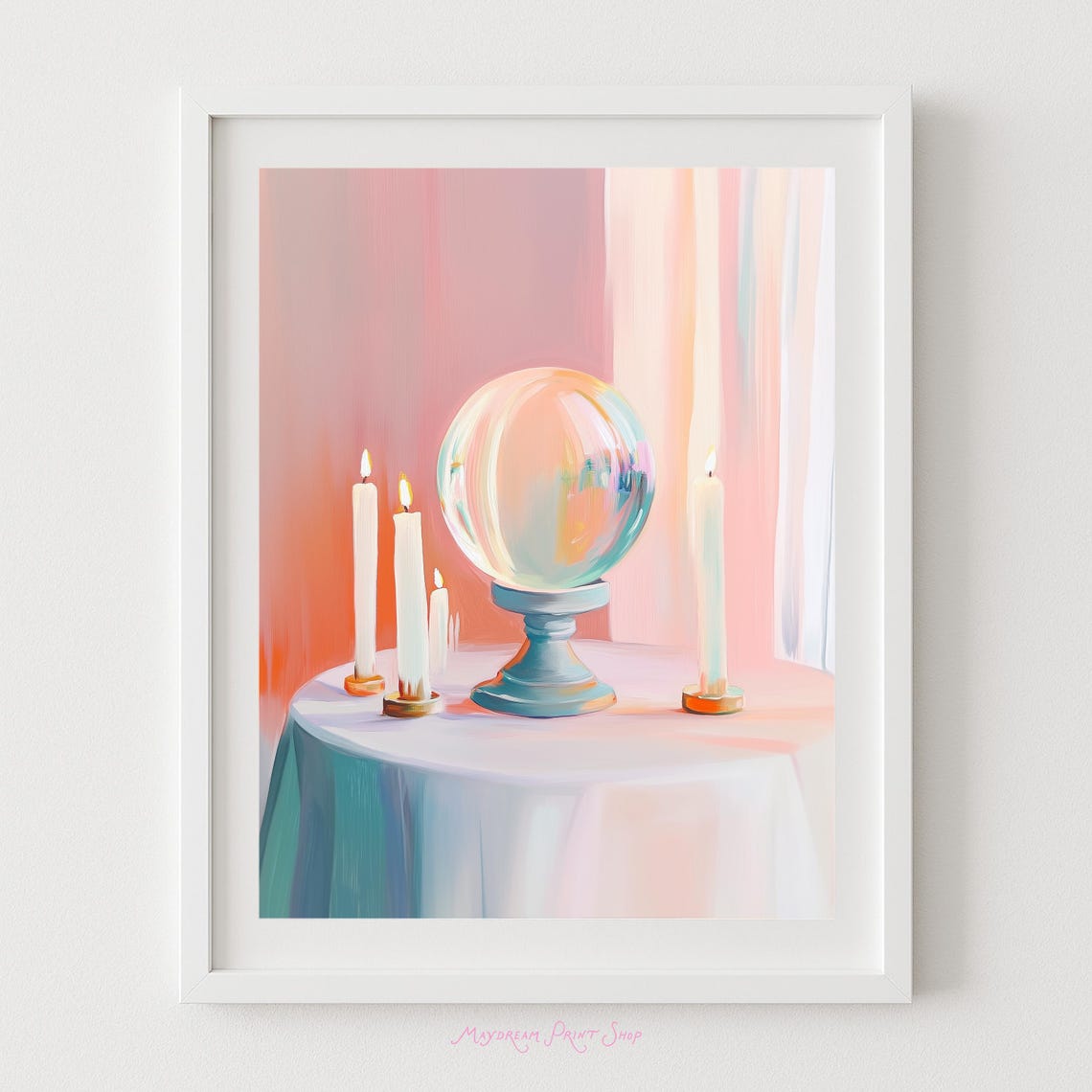 Magic Crystal Ball Art Halloween Home Decor Fortune Teller Painting Cute Witch Print Spooky Fall
