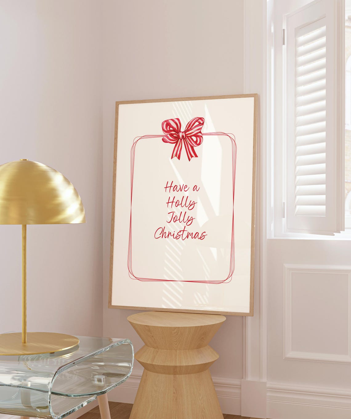Have A Holly Jolly Christmas Red Bow Script Holiday Wall Poster - Image 3