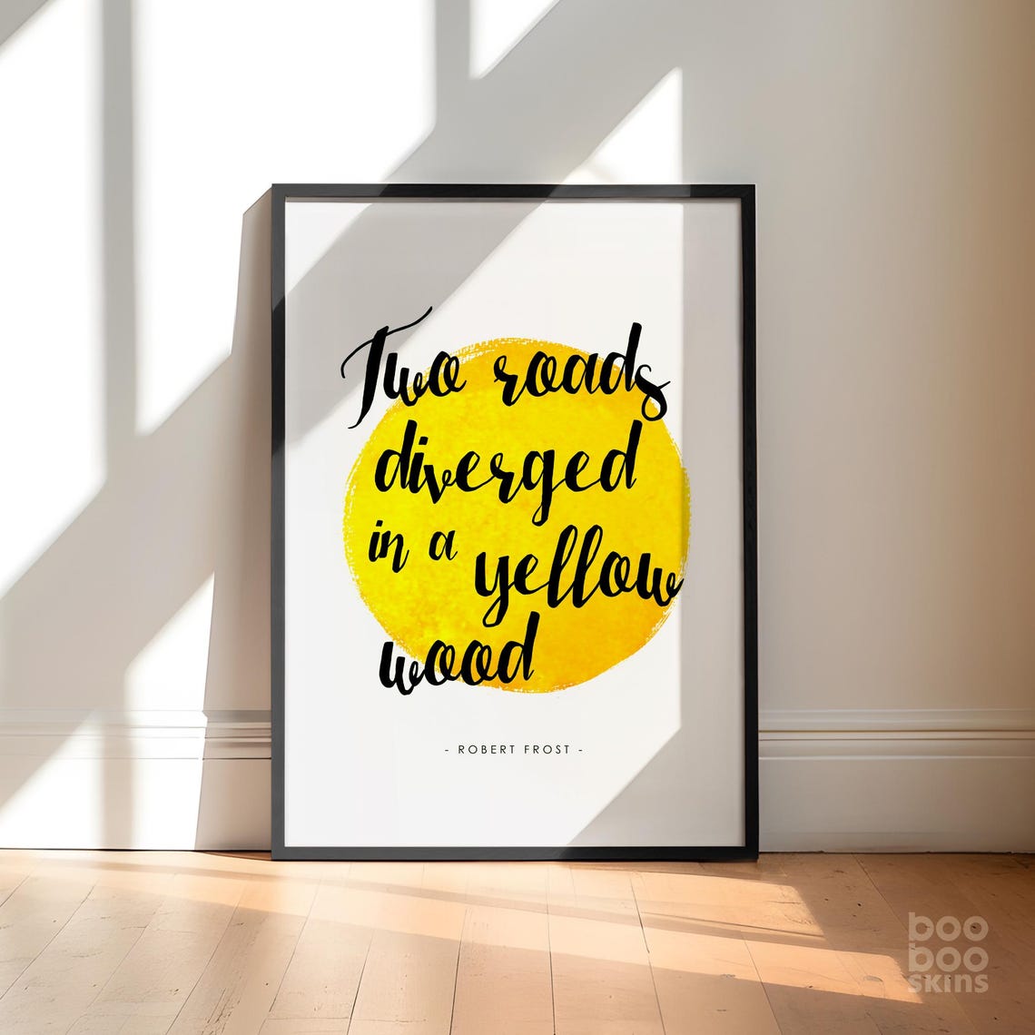 Robert Frost Poem The Road Not Taken Poetry Print Yellow Wall Art Big Decision Gift Year Out Good Luck New Job Travel Career Change