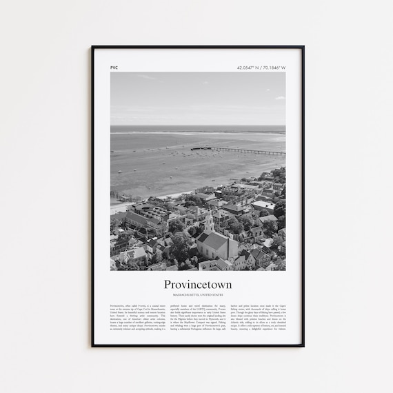 Provincetown Massachusetts Black And White Harbor Aerial Photo Poster