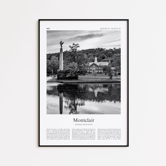 Montclair New Jersey Black And White Photo Poster Memorial Park Lake