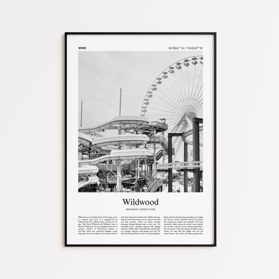 Wildwood Black And White Print Photo Poster Travel Gift New Jersey United States Usa Wall Art