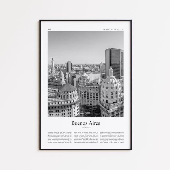Buenos Aires Argentina Black And White Cityscape Photo Poster