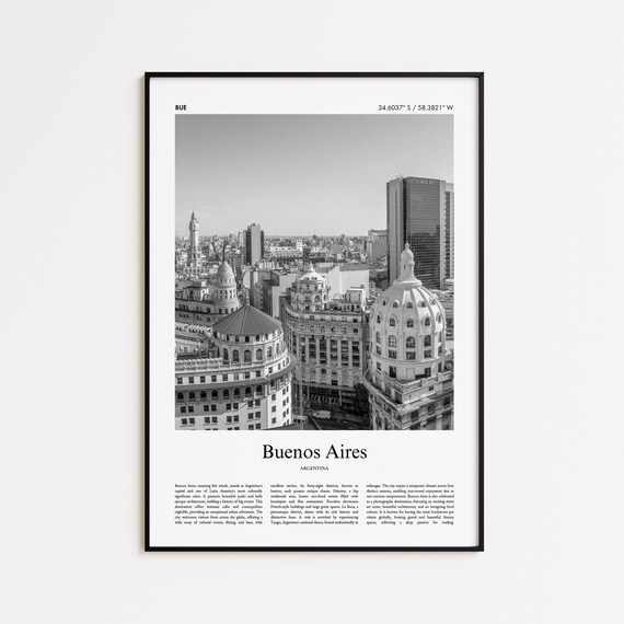 Buenos Aires Black And White Print Photo Poster Travel Gift Argentina Wall Art Home Decor