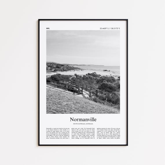 Normanville Black And White Print Photo Poster Travel Gift South Australia Wall Art