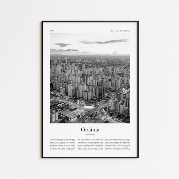 Goiania Goias Brazil Black and White Skyline City Photo Poster
