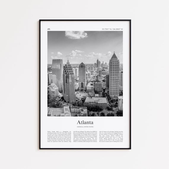 Atlanta Georgia Skyline Black And White Downtown Photo Poster