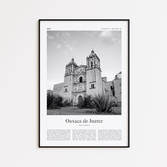 Oaxaca De Juarez Black And White Print Photo Poster Travel Gift Mexico Wall Art