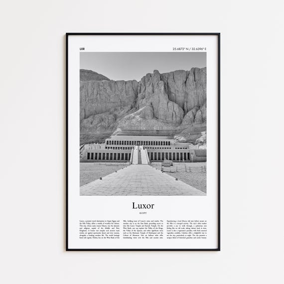 Luxor Black And White Print Photo Poster Travel Gift Egypt Wall Art Minimal Home Decor