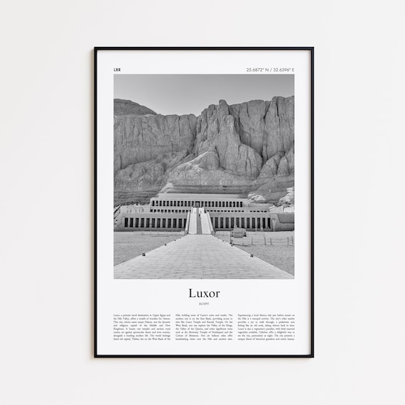Luxor Egypt Hatshepsut Mortuary Temple Black White Photo Poster