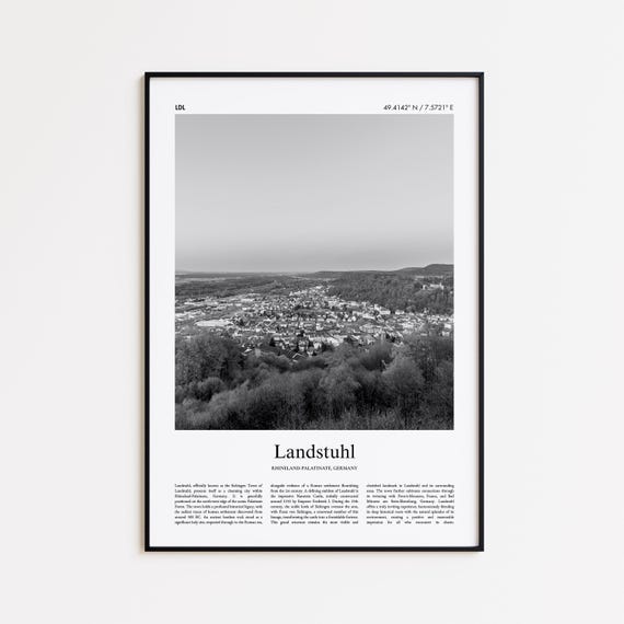 Landstuhl Black and White Travel Poster, Germany