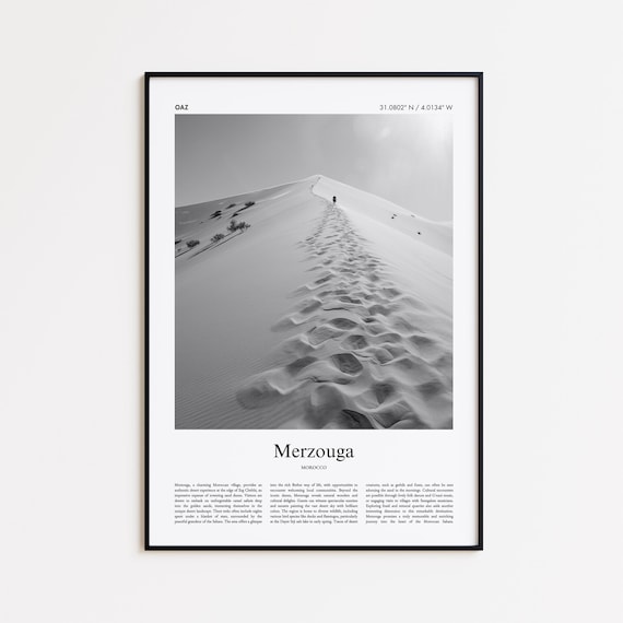 Merzouga Morocco Sahara Desert Dune Monochrome Photography Poster
