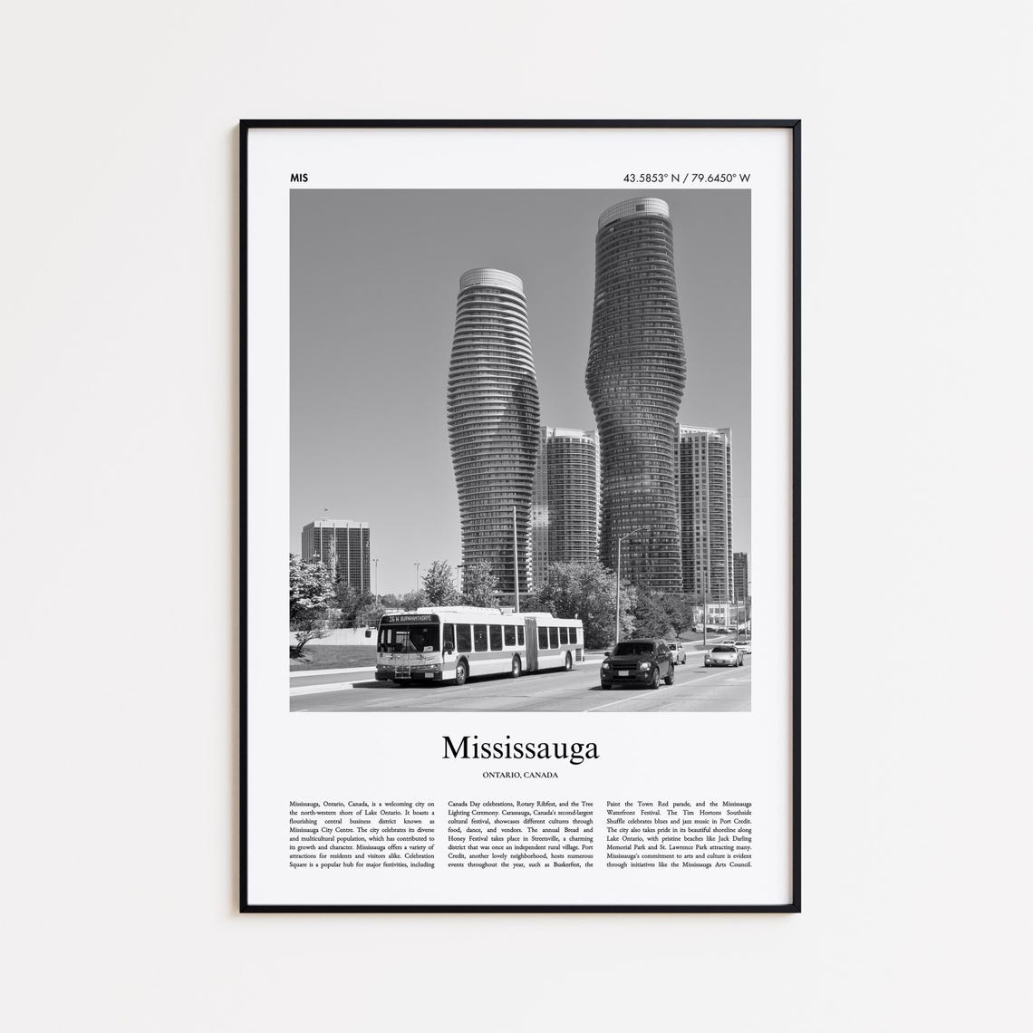 Mississauga Absolute Towers Black And White Skyline Photo Poster