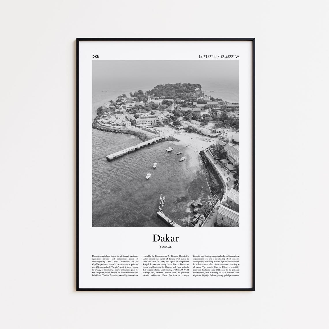 Dakar Senegal Black And White Peninsula Harbor City Photo Poster