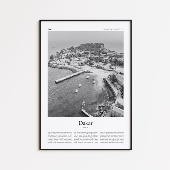 Dakar Senegal Black And White Peninsula Harbor City Photo Poster