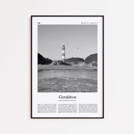 Geraldton Black And White Print Photo Poster Travel Gift Western Australia Wall Art