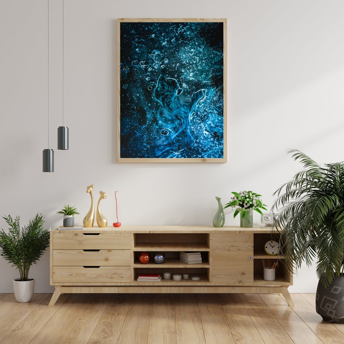 Blue Abstract Texture Art Print, Modern Boho Decor - Image 4