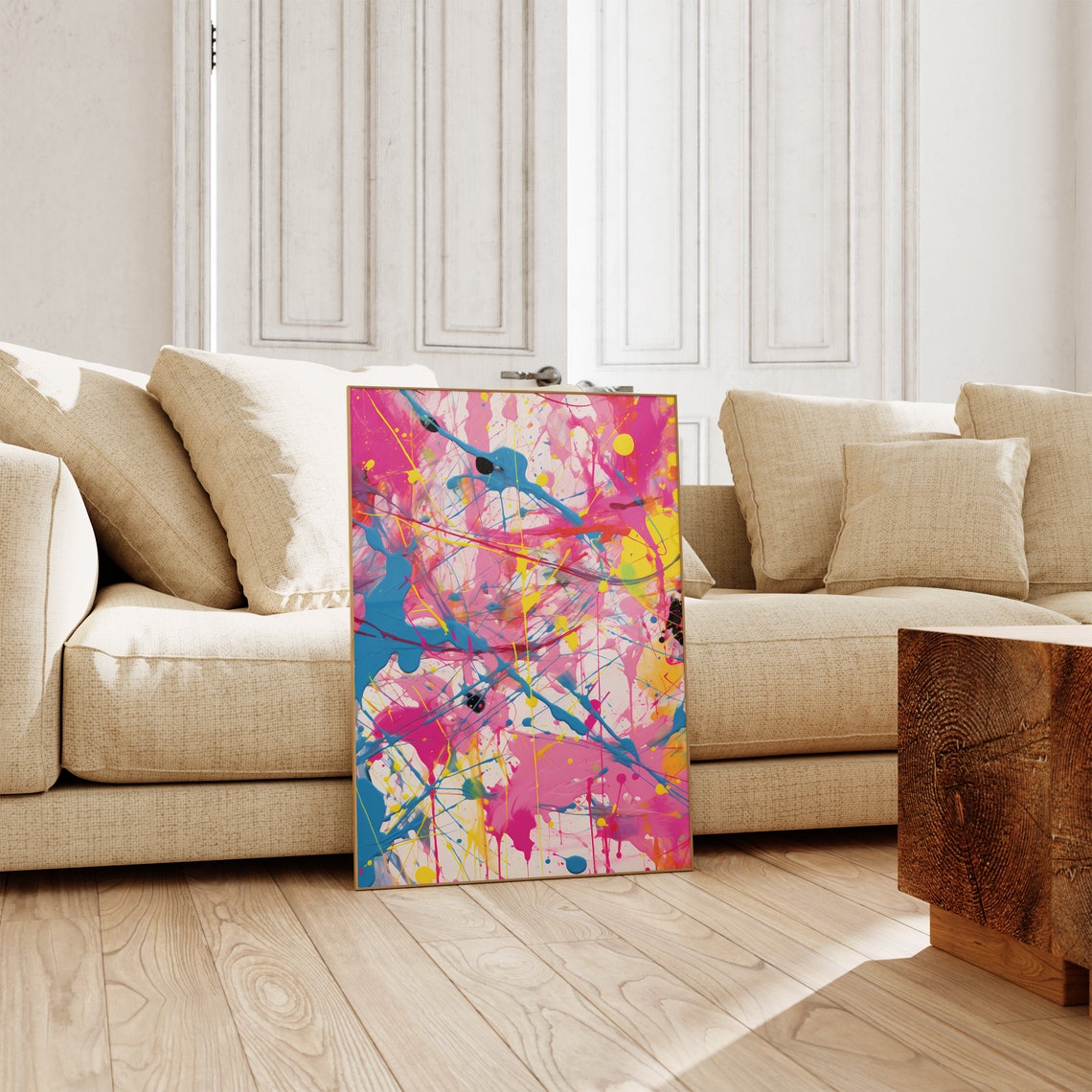 Bold Neon Drip Painting Vibrant Abstract Splatter Art Poster - Image 3