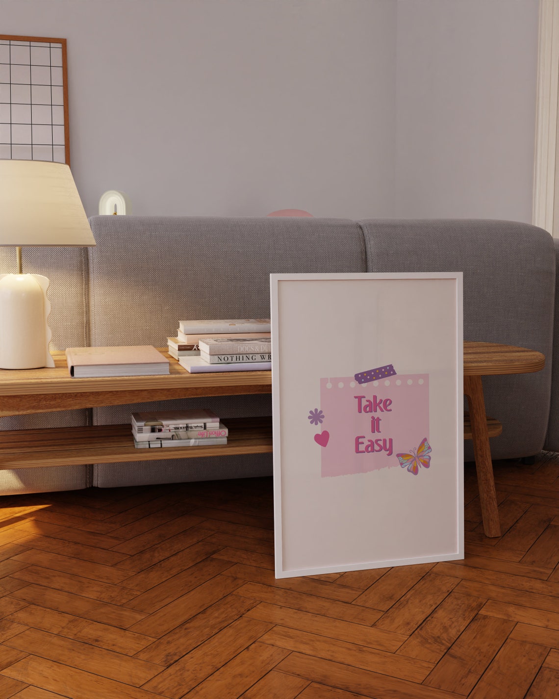 Take It Easy Cute Butterfly Sticky Note Quote Artwork Poster - Image 3