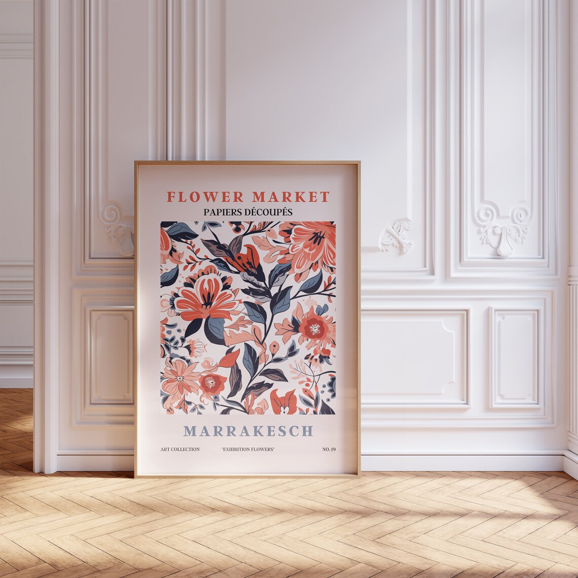 Flower Market Marrakesch Crimson Teal Floral Exhibition Art Poster - Image 5