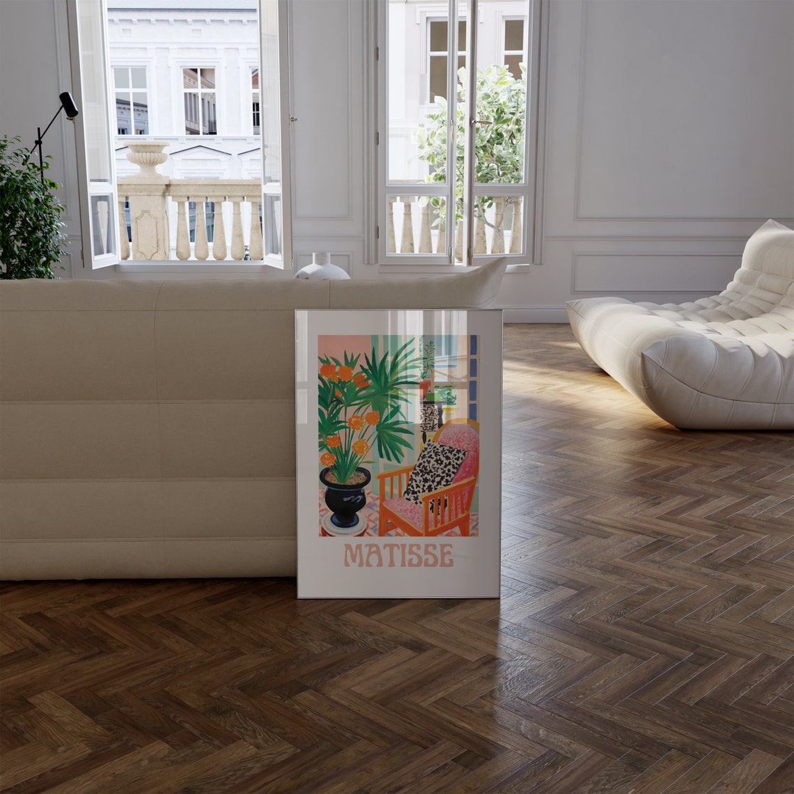Matisse Sunny Interior Orange Flowers Armchair Exhibition Poster - Image 2