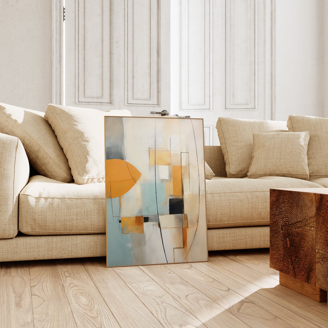 Modern Geometric Abstract Orange Half Circle Soft Rectangles Poster - Image 4