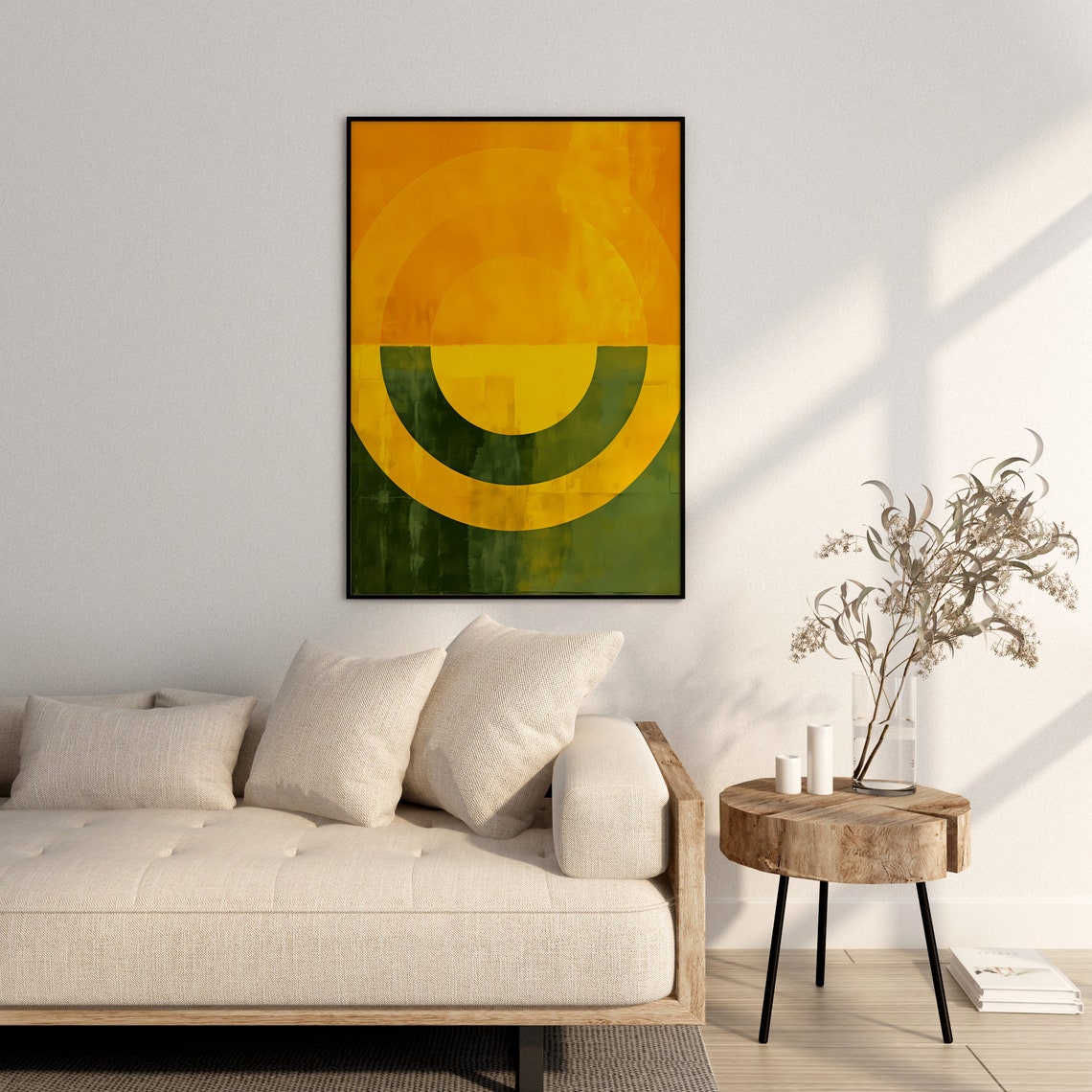 Sun Over Green Field Abstract Circular Color Field Style Poster - Image 2
