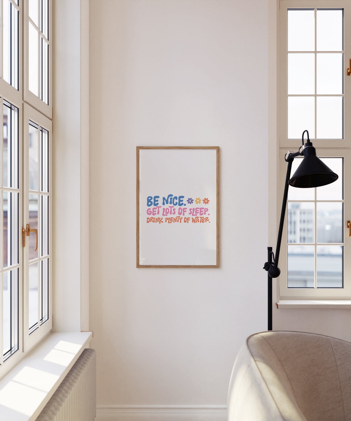 Be Nice Get Lots of Sleep Drink Plenty of Water Quote Poster - Image 3