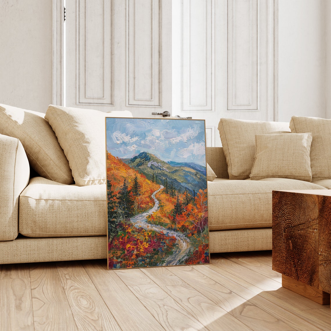 Scenic Winding Autumn Road Orange Mountain Forest Trail Poster - Image 2