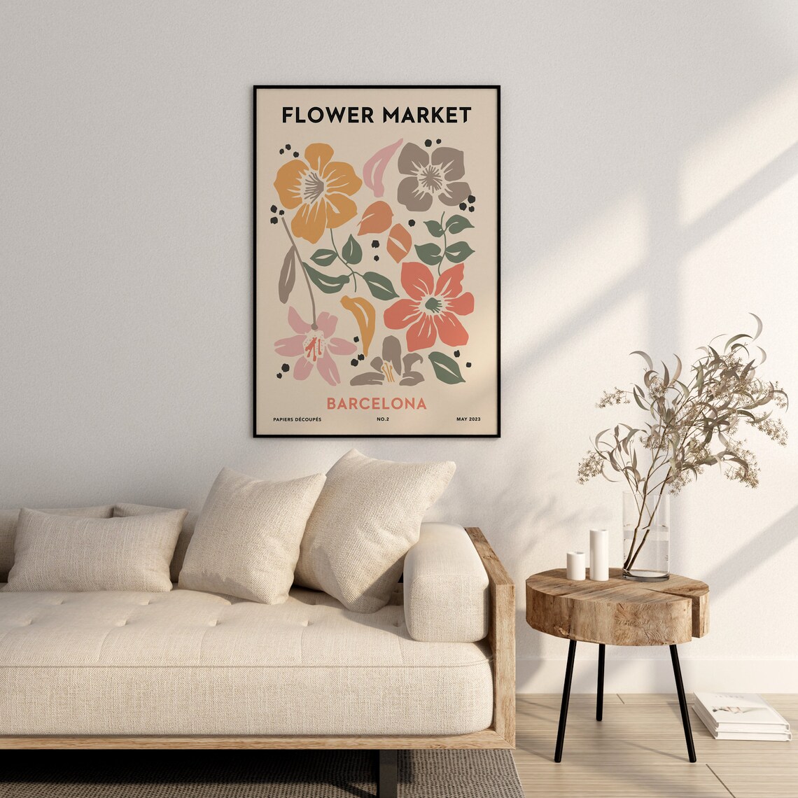 Flower Market Barcelona Pastel Floral Cut Out Exhibition Poster No 2 - Image 2