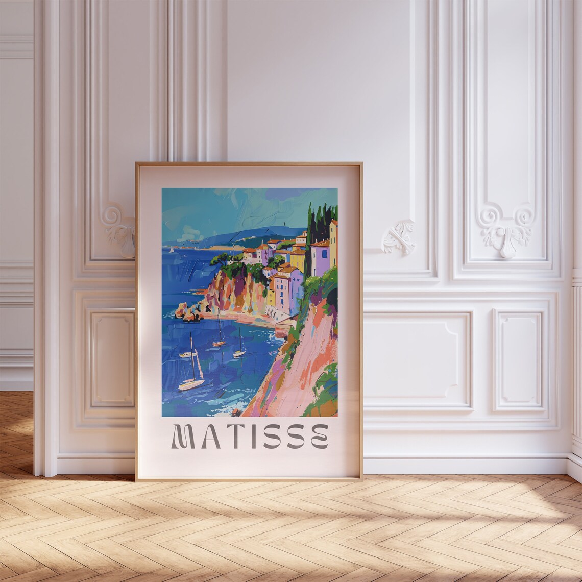 Henri Matisse Coastal Cliff Village Sailboats Colorful Art Poster
