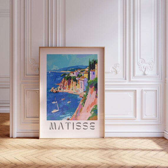 Henri Matisse Coastal Cliff Village Sailboats Colorful Art Poster
