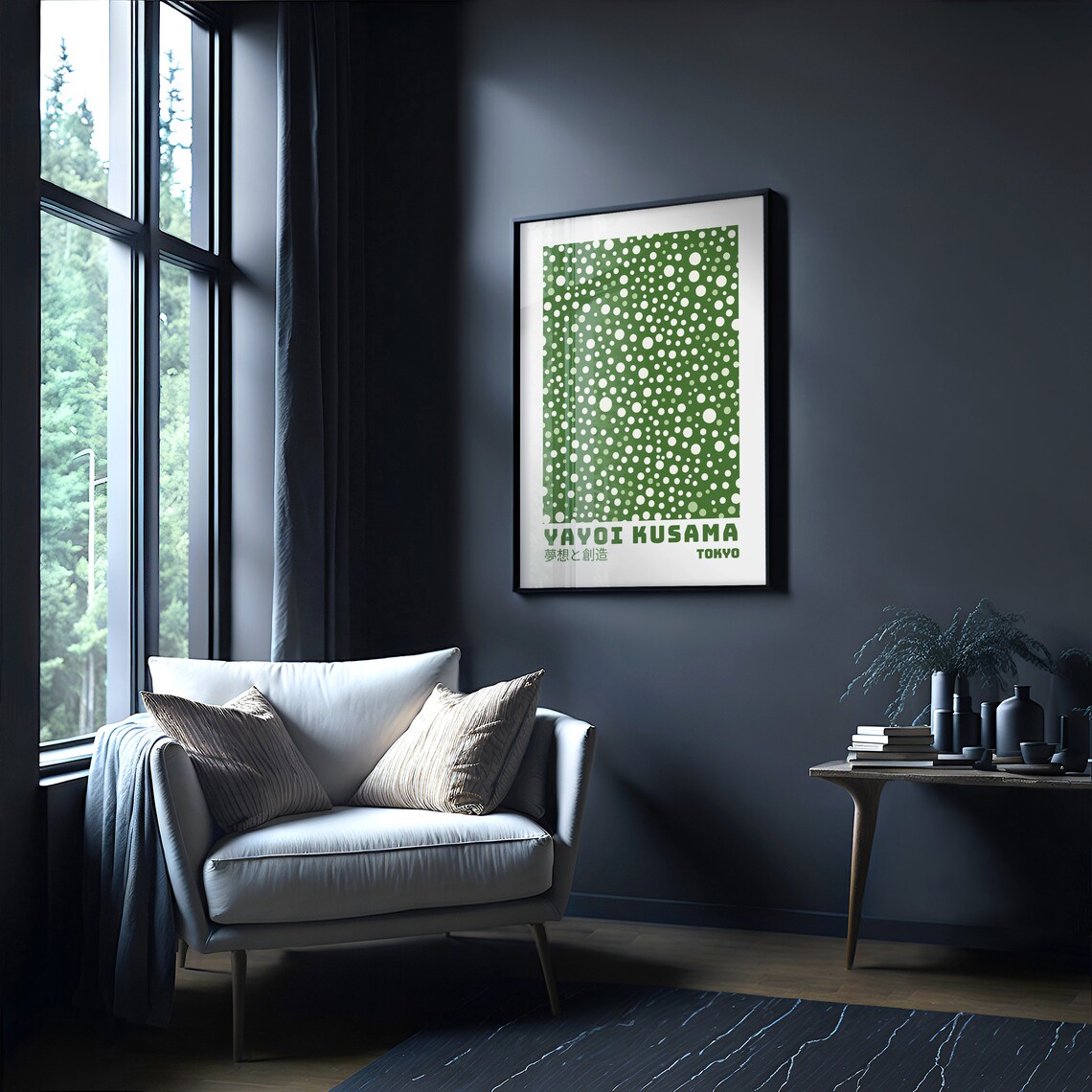 Yayoi Kusama Green and White Polka Dots Tokyo Exhibition Poster - Image 3