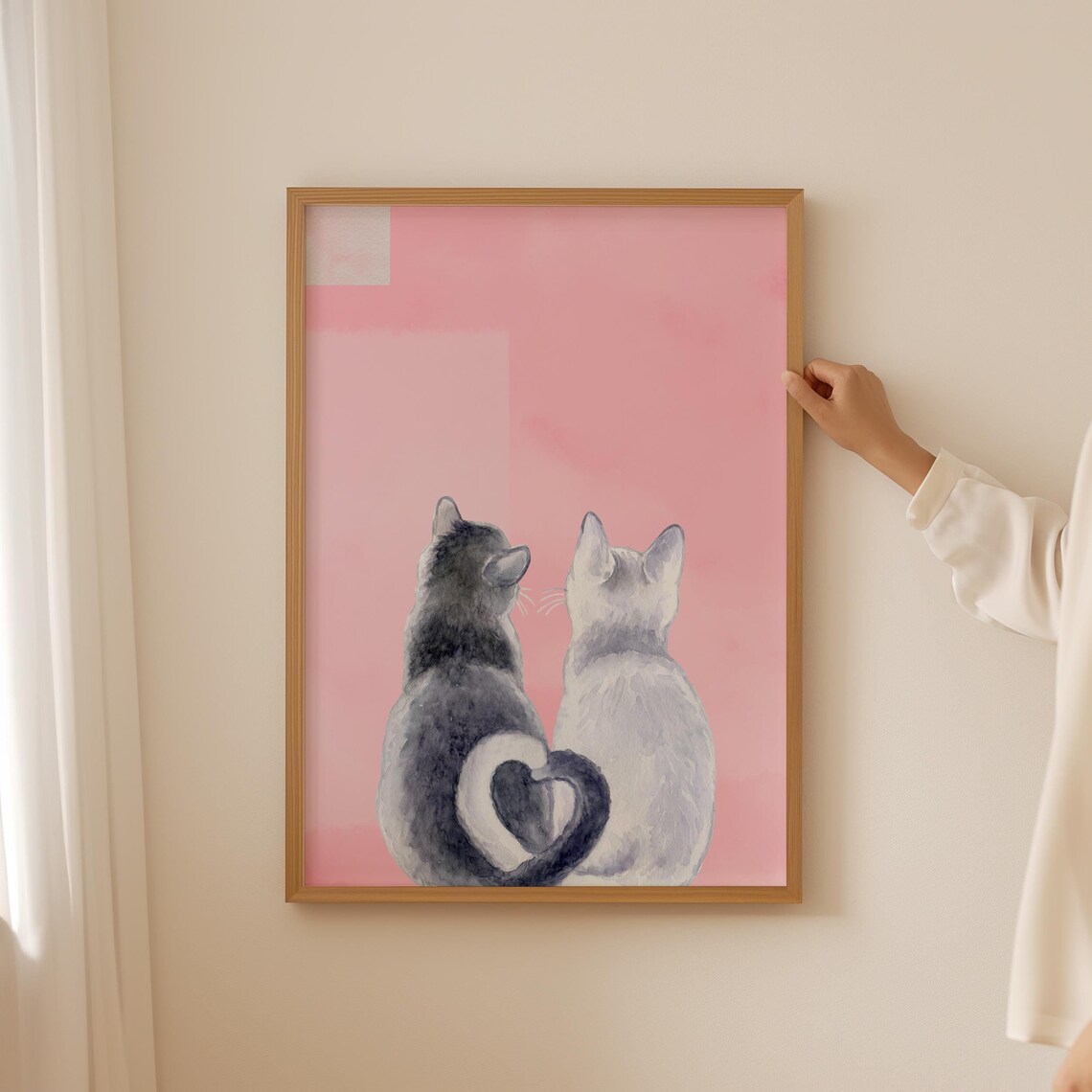 Minimalist Abstract Cat Portrait Watercolor Art Print