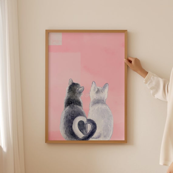 Minimalist Abstract Cat Portrait Watercolor Art Print