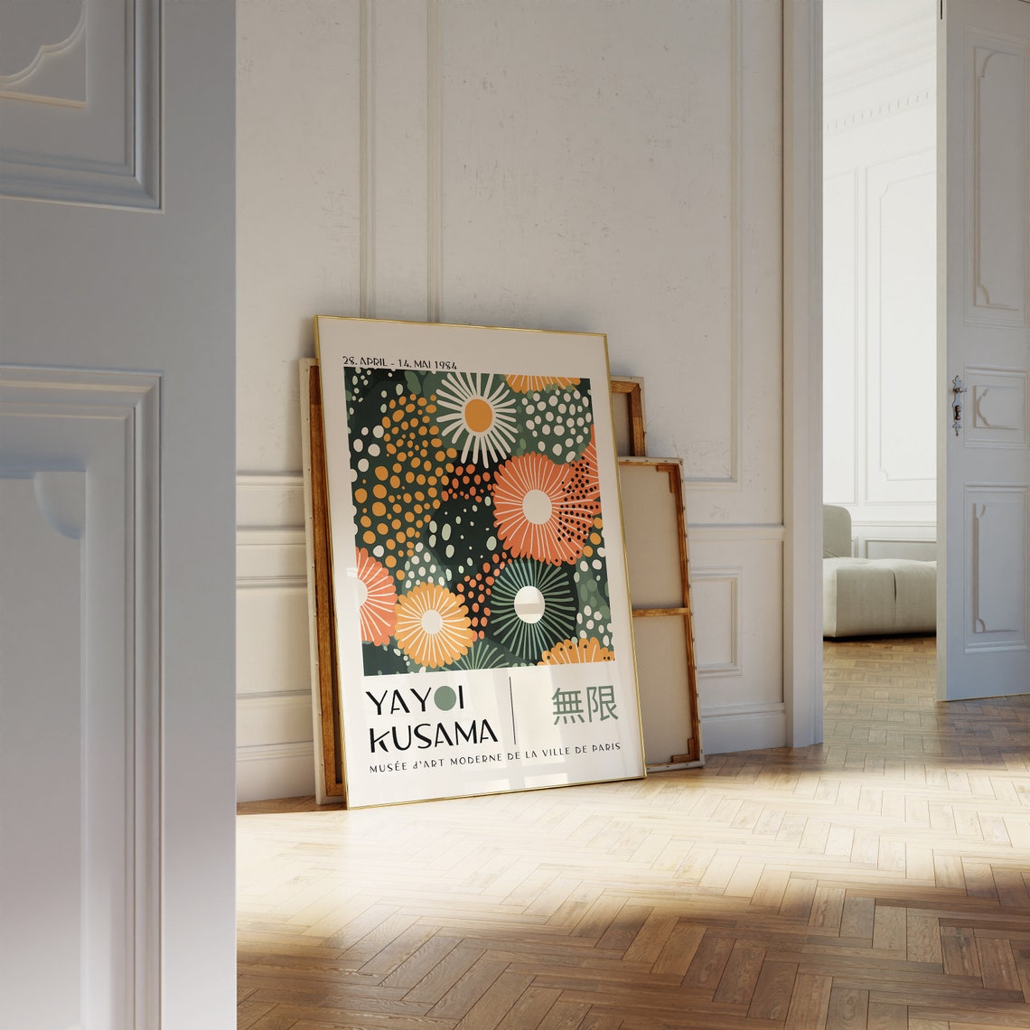 Yayoi Kusama Orange Green Flowers 1984 Paris Museum Poster Art - Image 3