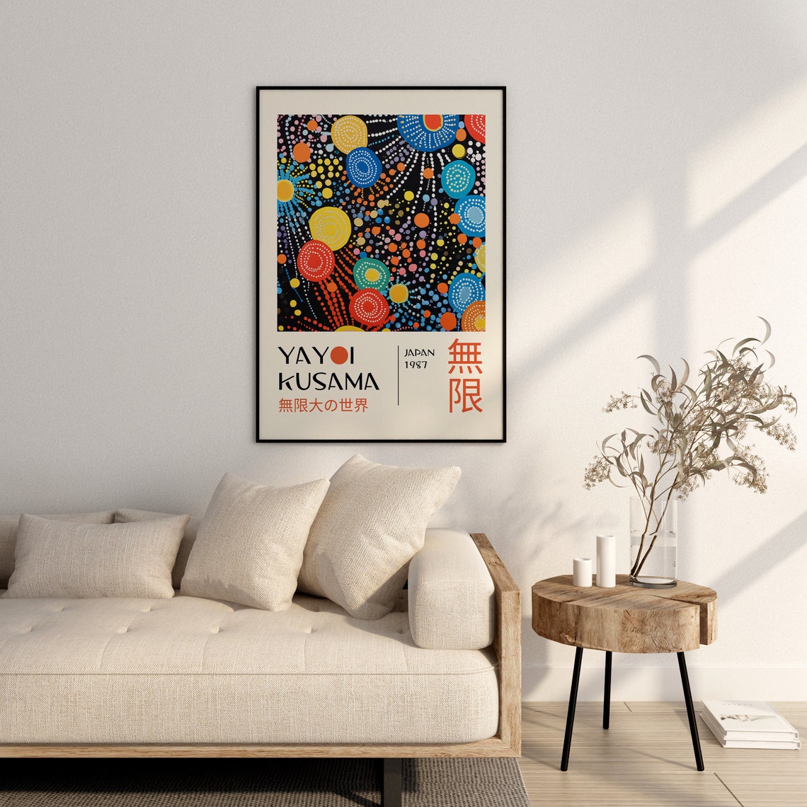 Yayoi Kusama 1987 Infinity Fireworks Dots Black Ground Art Poster - Image 2
