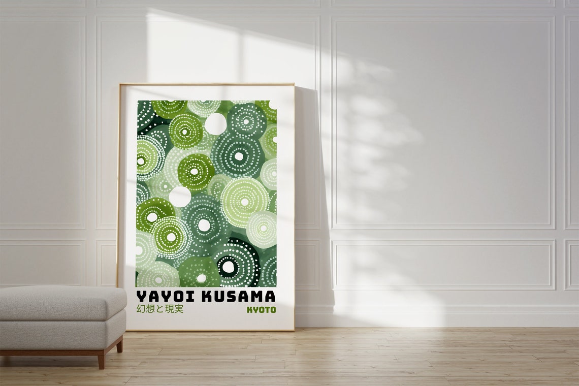 Yayoi Kusama Kyoto Mint Green Dotted Circles Abstract Poster