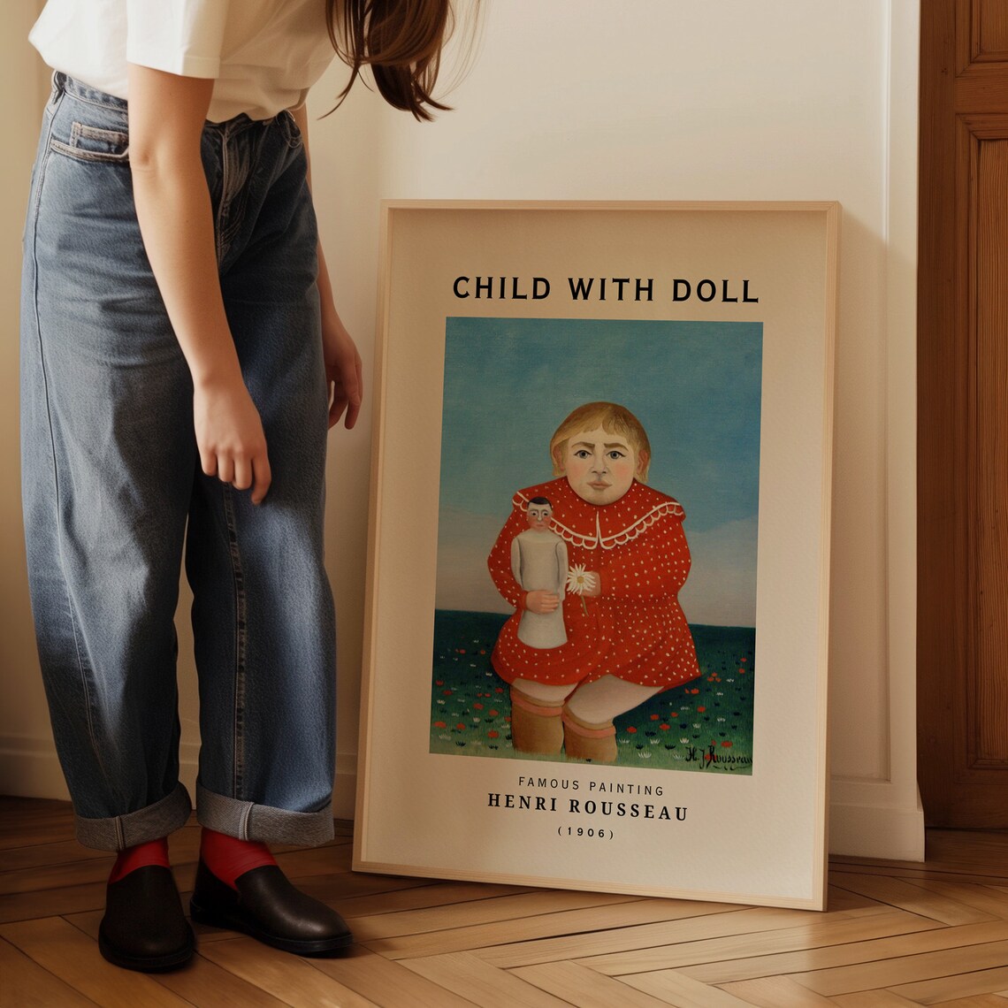 Henri Rousseau Child with Doll 1906 Red Dress Portrait Poster - Image 4