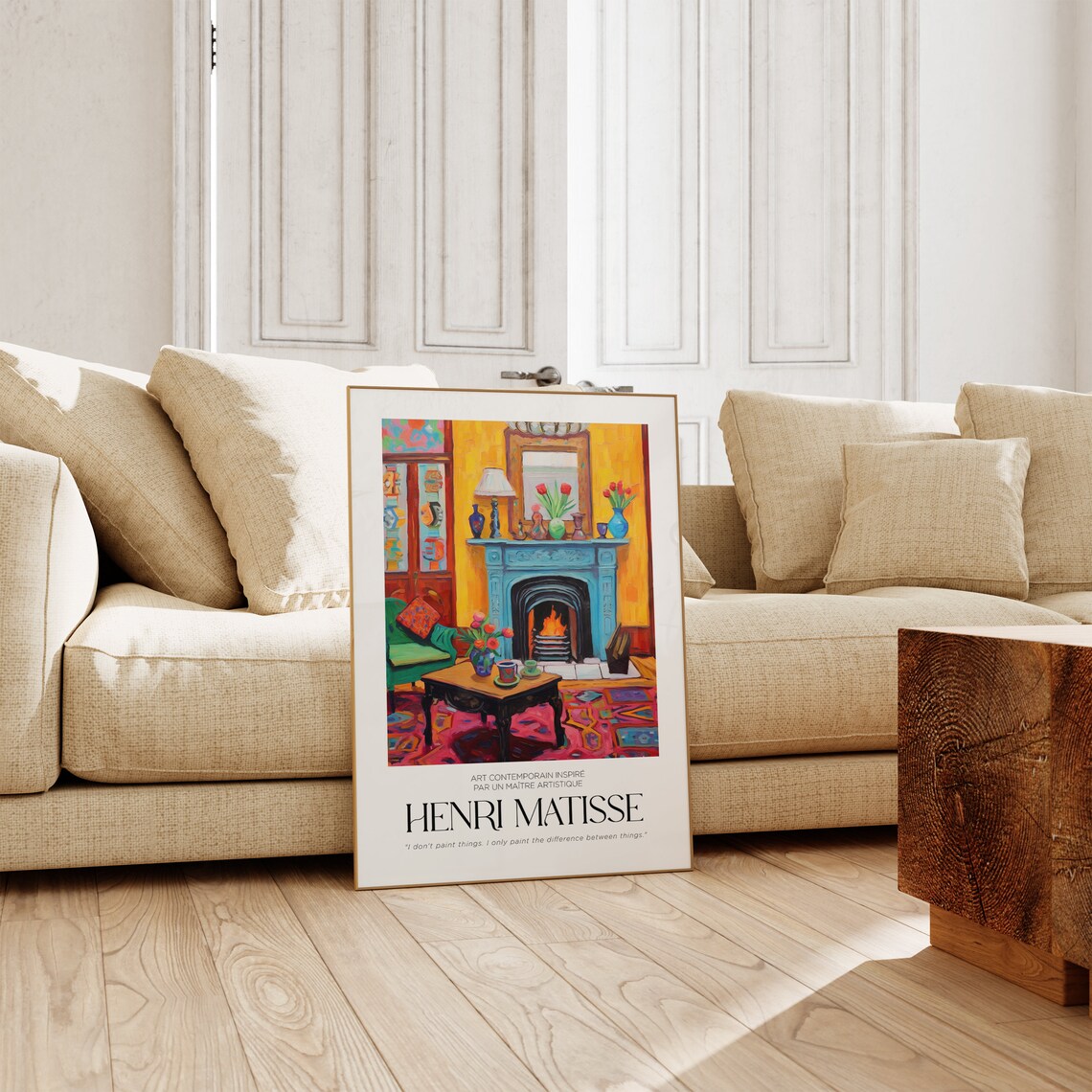 Matisse Inspired Colorful Living Room Interior Tulips Art Poster - Image 2