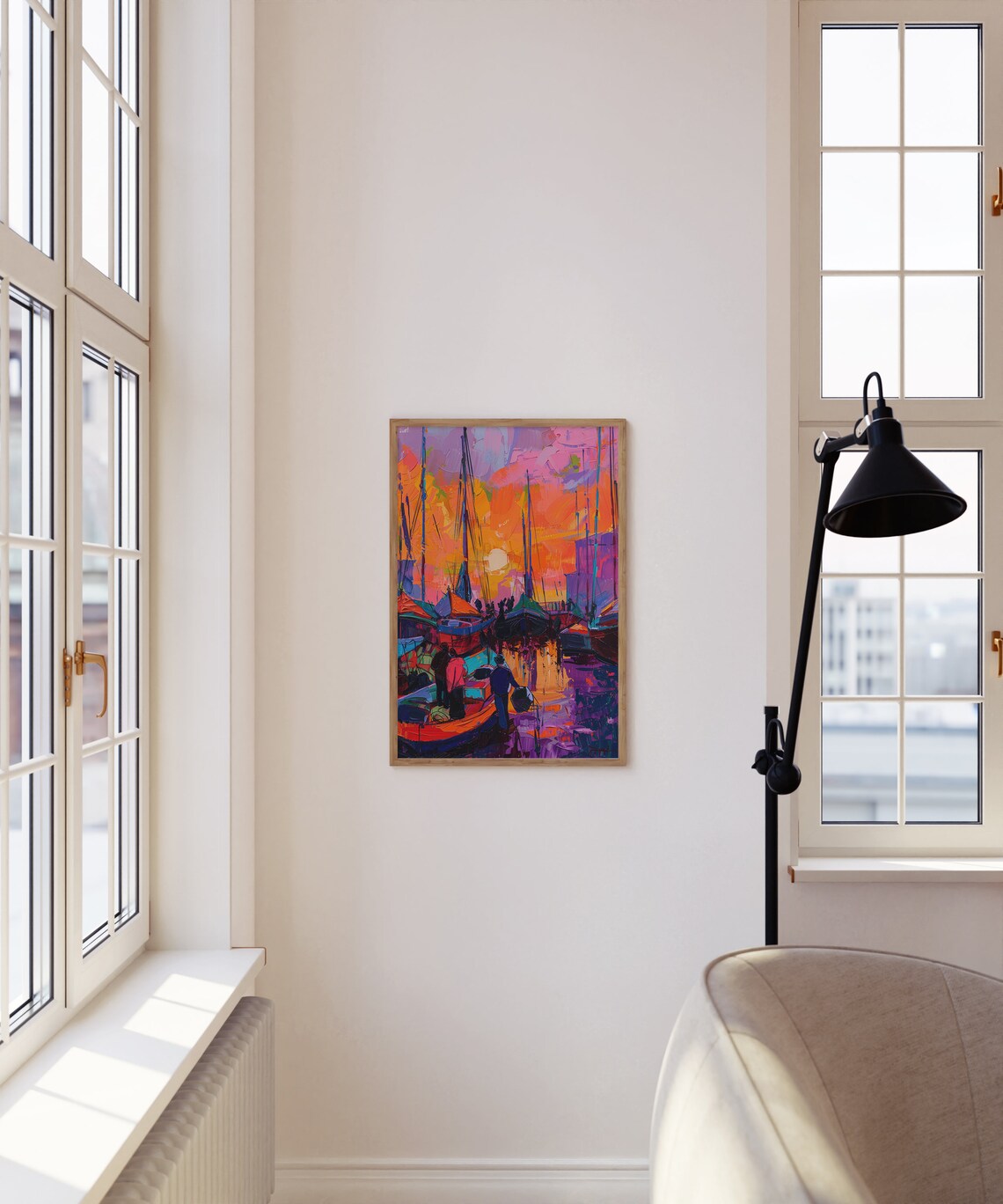 Matisse Inspired Sunset Fishing Boats Fishermen Impasto Art Poster - Image 4