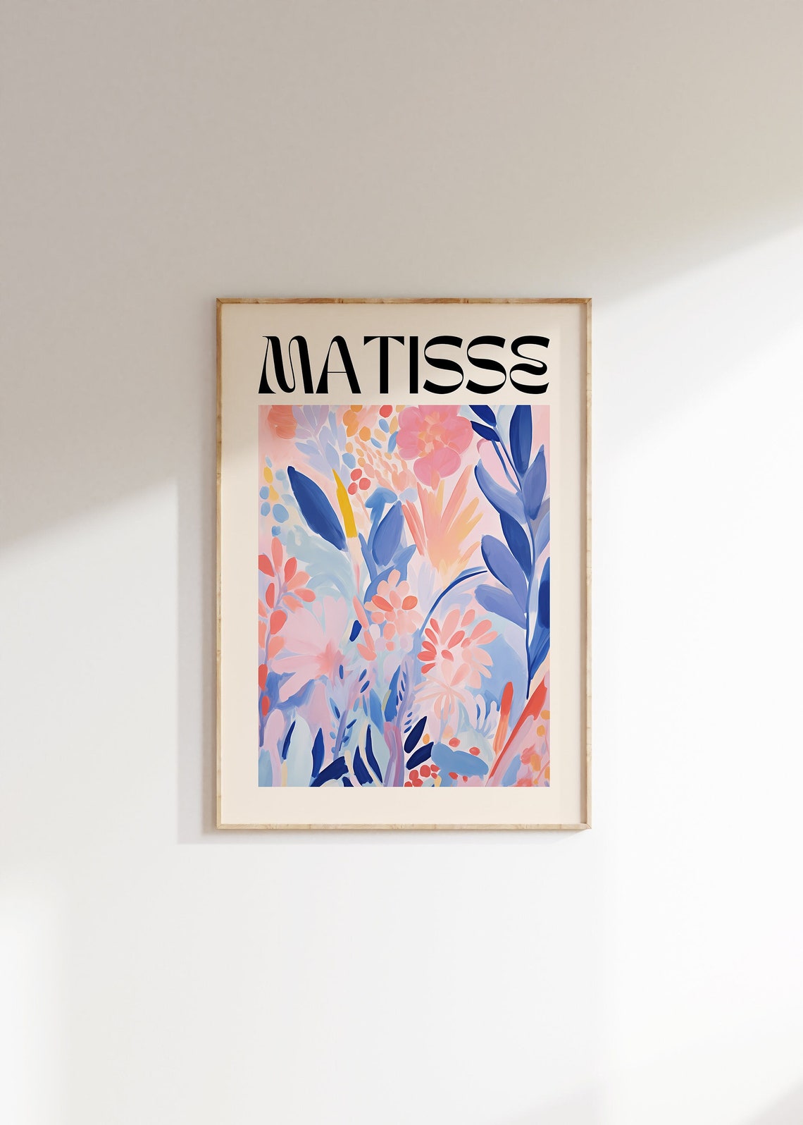 Henri Matisse Coral Blue Abstract Botanical Modern Art Poster