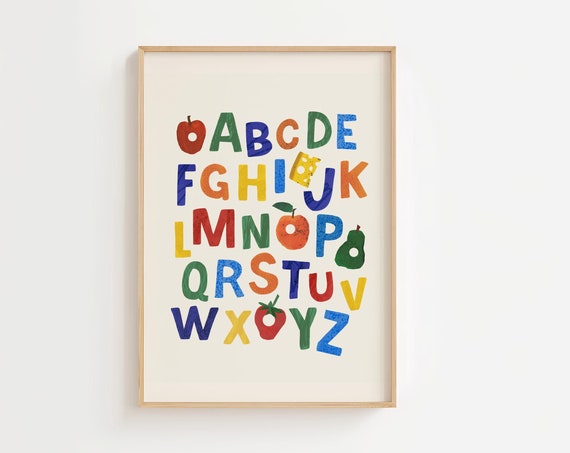 Hungry Bug Alphabet, Very Caterpillar Kids Art Print