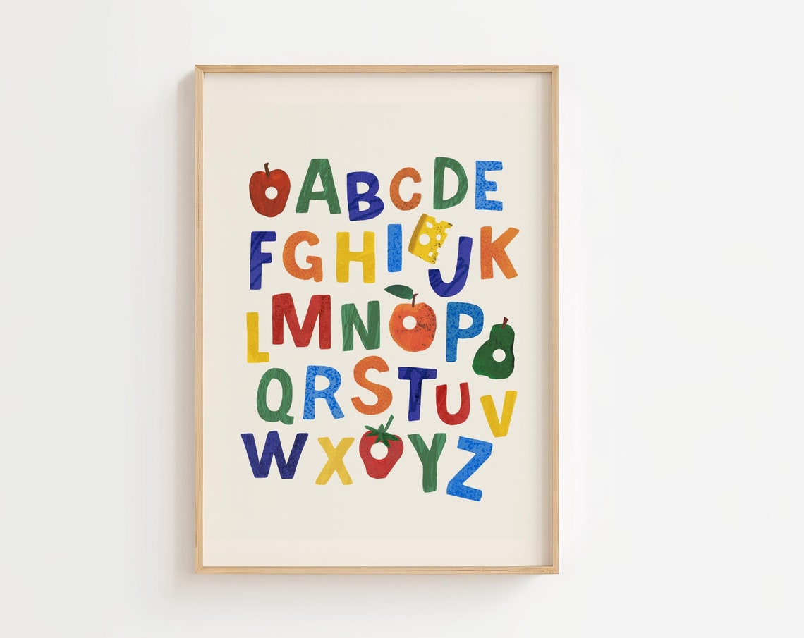 Hungry Bug Alphabet, Very Caterpillar Kids Art Print