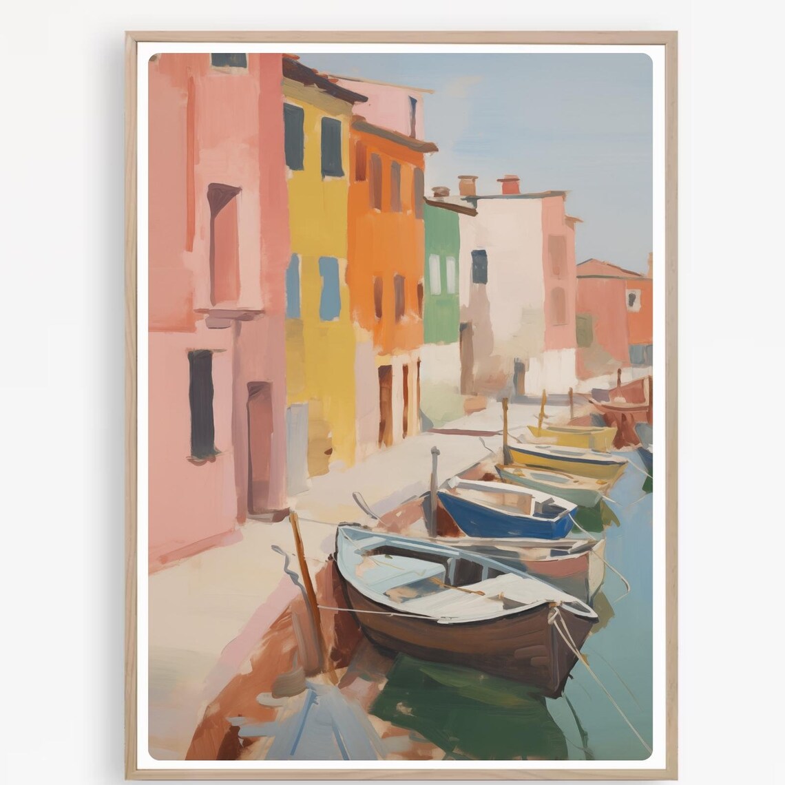 Burano Venice Italy Travel Poster, Europe Colorful Houses