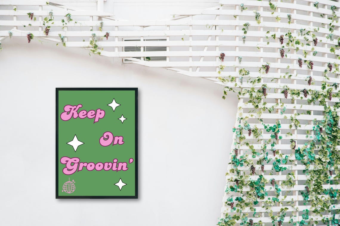 Keep On Groovin Retro Pink Typography Disco Groovy Party Poster - Image 2