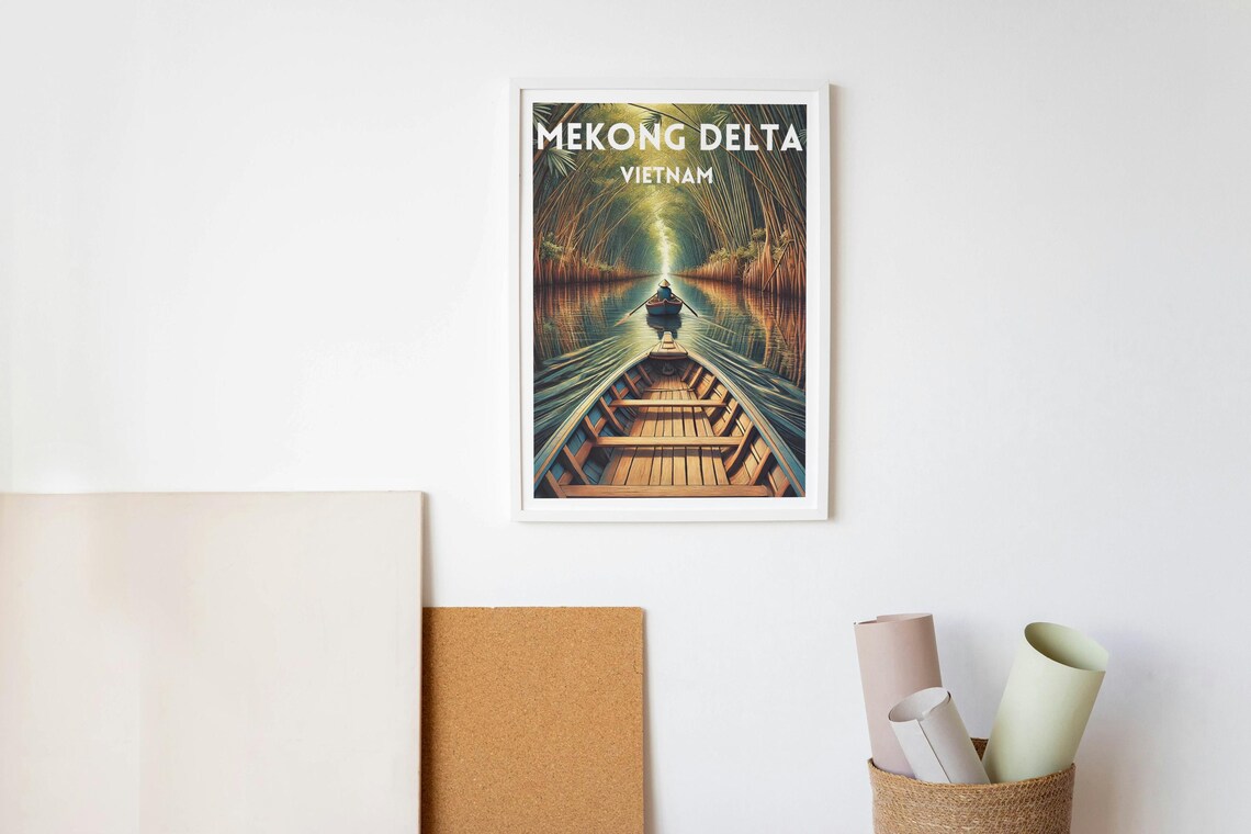 Vietnam Mekong Delta Travel Print Vietnam Travel Poster Travel Decor Wall Art Vietnam River Mekong River Poster Modern Home Decor Gift - Image 2