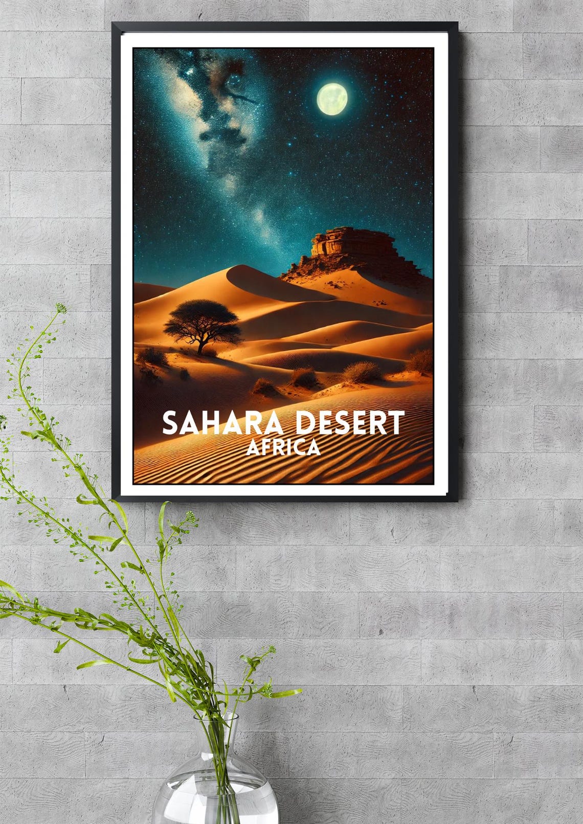 Sahara Desert Africa Moonlit Dunes Milky Way Night Sky Poster - Image 3