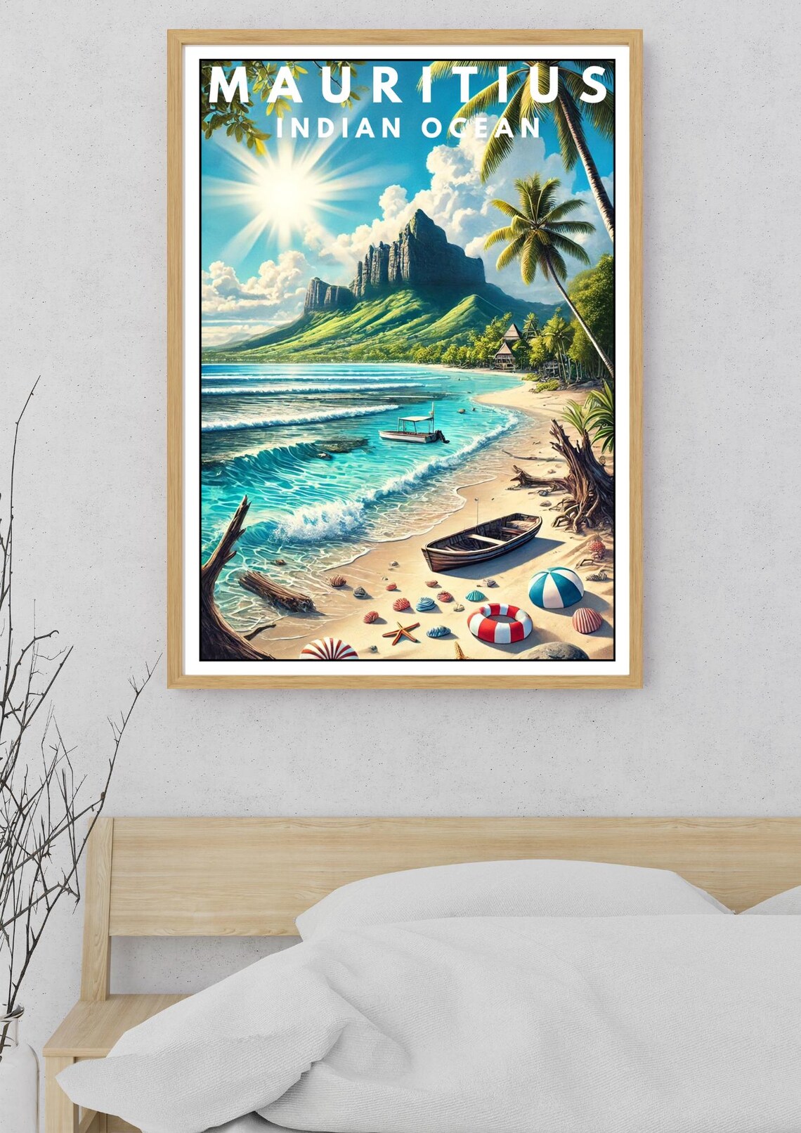 Mauritius Indian Ocean Tropical Island Beach Vintage Art Poster - Image 5