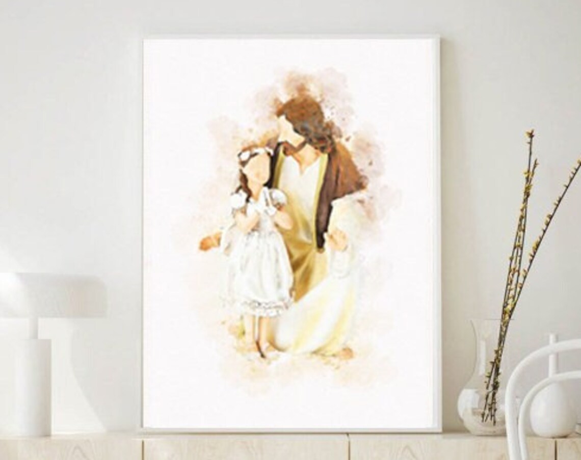 Christs Embrace Brown Hair Print Jesus Picture Jesus Lds Christ Lds Picture Of Jesus Jesus Watercolor